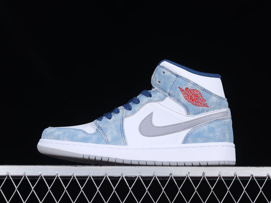 Air Jordan 1 Mid French Blue Fire Red